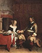 TERBORCH, Gerard Man Offering a Woman Coins oil on canvas